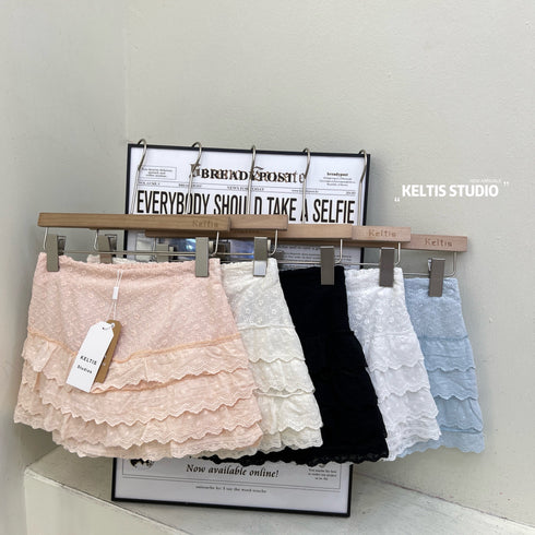 Cotton Embroidered Layered Mini Skirts